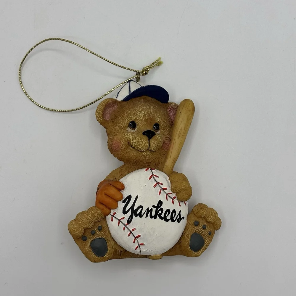 NY Yankees MLB Christmas Ornament Lot 5 Glass Santa Bear Jersey Baseball Decor